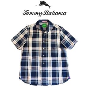 Tommy Bahama Silk/Cotton Blend Plaid Camp Collar Button Down Shirt Sz SP